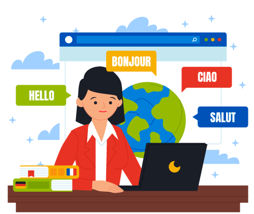 Illustration traduction multilingue site web